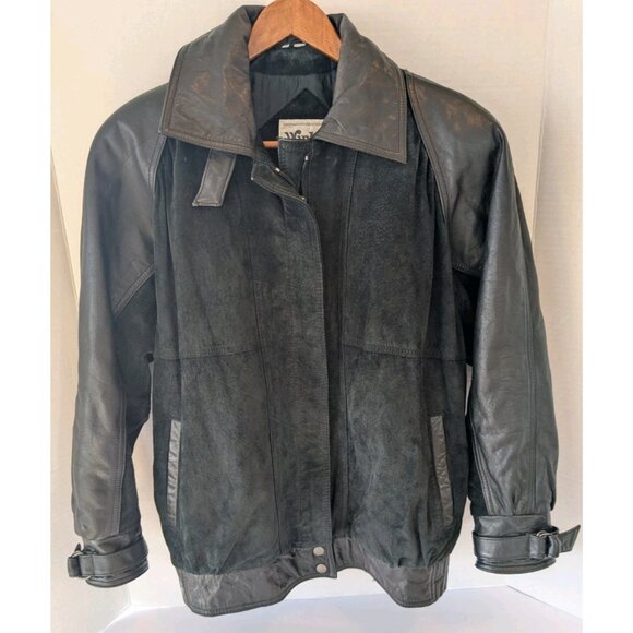 Vintage Winlit Paris Leather Suede Jacket Womens Sm - Made in Korea - Black 90s - Picture 13 of 16